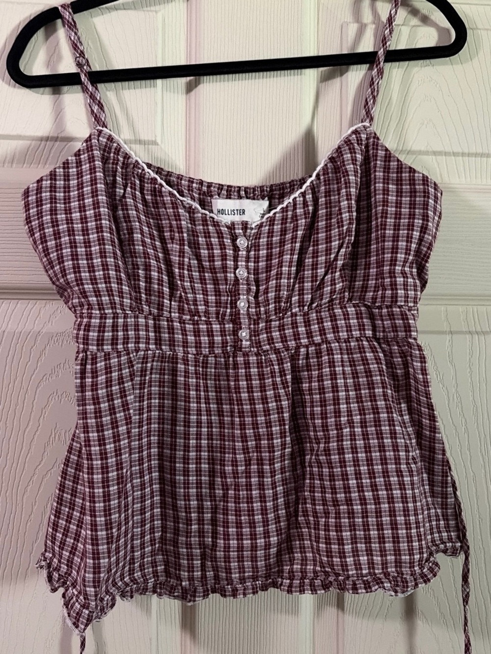 Hollister Burgundy Plaid Spaghetti-Strap Camisole
